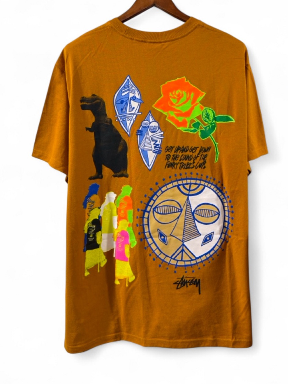 VTG Stüssy Archive Funky Tribe Caramel Graphic T-Shirt Size Men’s Large (NWT)